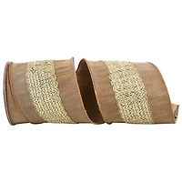 Reliant 4" x 5yd. Antique Gold Dupioni Center Trim Wired Ribbon