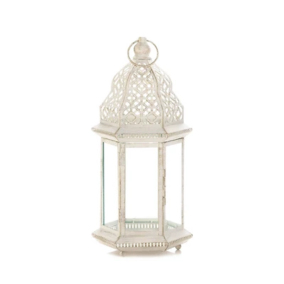16'' Sublime Distressed White Lantern