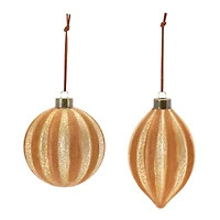 12ct. Copper Glass Ribbed Mixed Ornaments