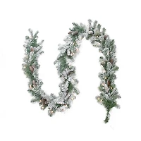 9ft. Pre-Lit Flocked Victoria Pine Christmas Garland