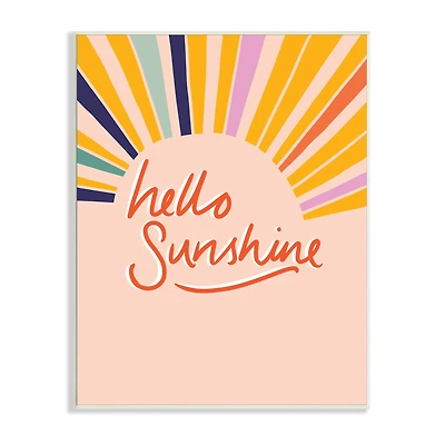 Stupell Industries Hello Sunshine Exclamation Sunrise Rainbow Rays Wall Plaque