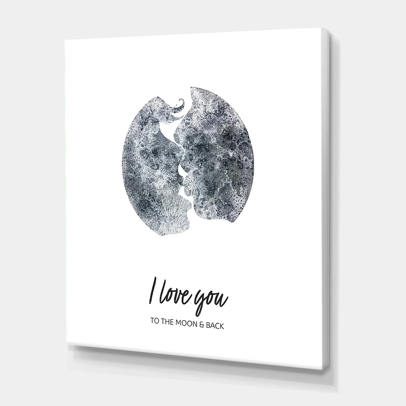 Designart - Romantic Moon Kiss of Two Lovers