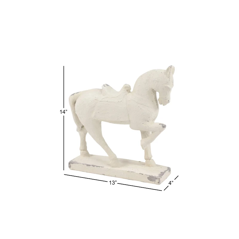 14" White Fiberglass Vintage Horse Sculpture