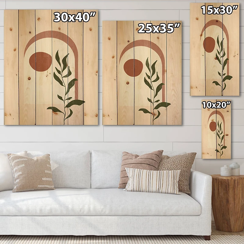 Designart - Abstract Geometrical Moon With Leaf III