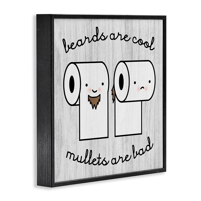 Stupell Industries Beards Vs. Mullets Toilet Paper Bathroom Humor Expression Framed Giclee Art