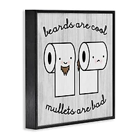 Stupell Industries Beards Vs. Mullets Toilet Paper Bathroom Humor Expression Framed Giclee Art