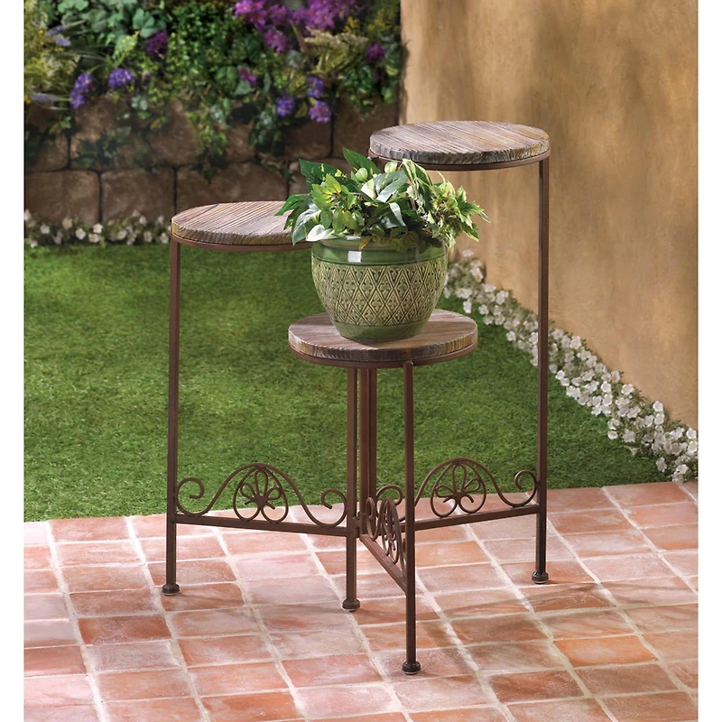 23" Rustic Triple Planter Stand