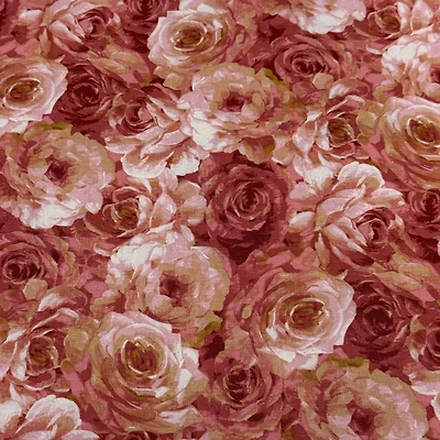 Feldman Floral Packed Pink Rose Cotton Fabric