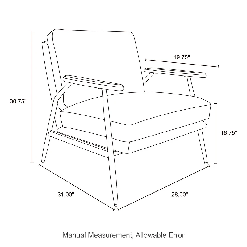 Glitzhome® 28" Modern Black Faux Leather Accent Armchair