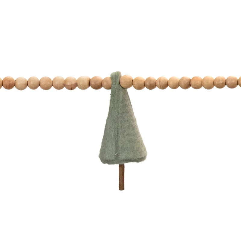 5.5ft. Wood Bead & Felt Pine Tree Garlands, 2ct.