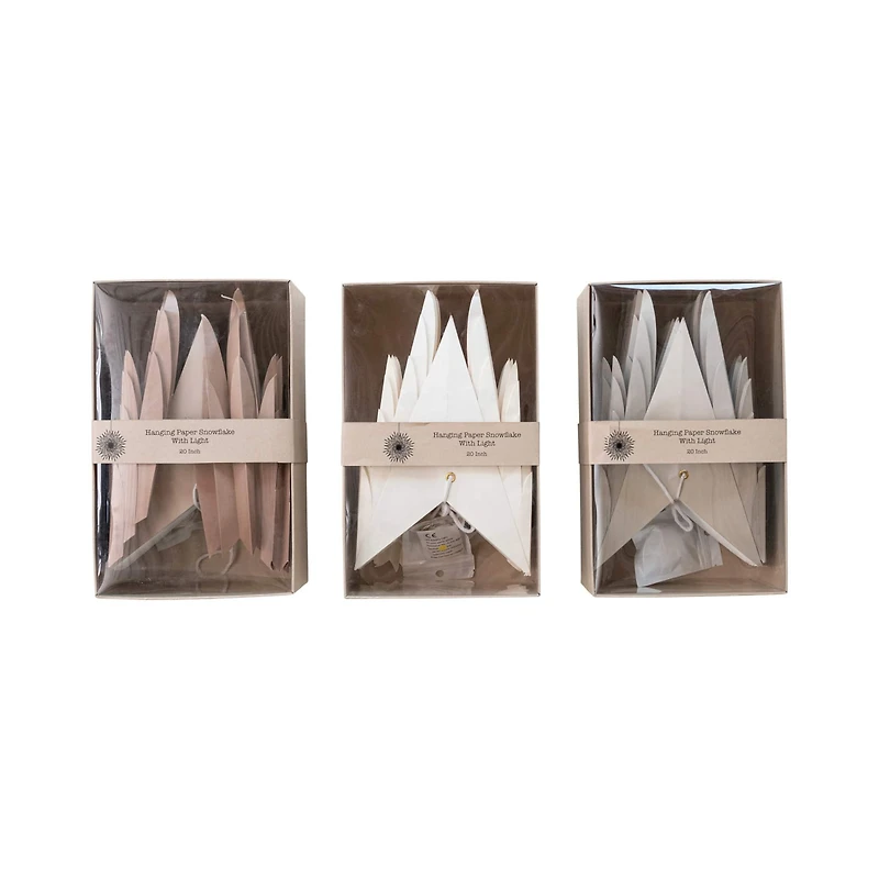 Hello Honey® Paper Folding Snowflake Ornament with LED Light String Set