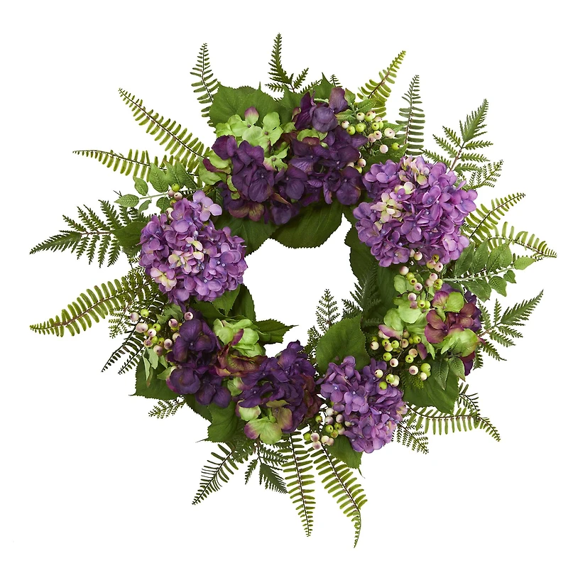 24” Purple Hydrangea with Berry Wreath