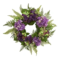 24” Purple Hydrangea with Berry Wreath
