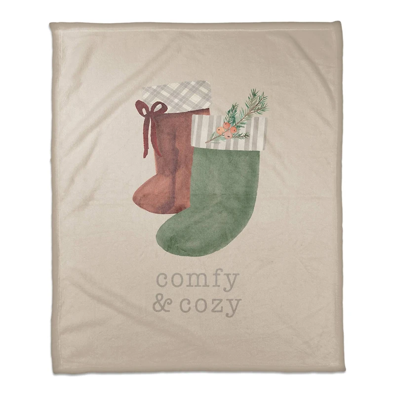 Comfy & Cozy Stockings Coral Fleece Blanket
