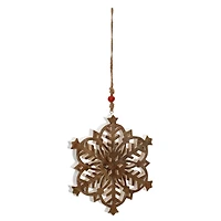 10" Snowflake Cut-Out Mango Wood Ornaments, 4ct.