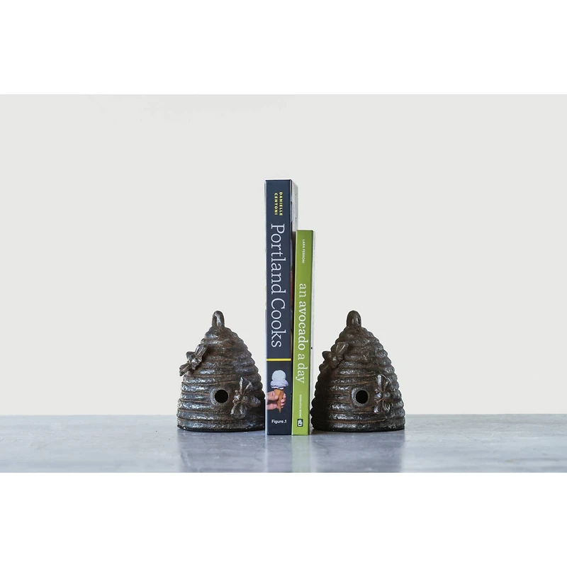 Hello Honey® Cast Iron Beehive Bookends Set