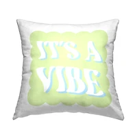 Stupell Industries It's A Vibe Green Retro Wavy Phrase Typography Throw Pillow, 18" x 18"