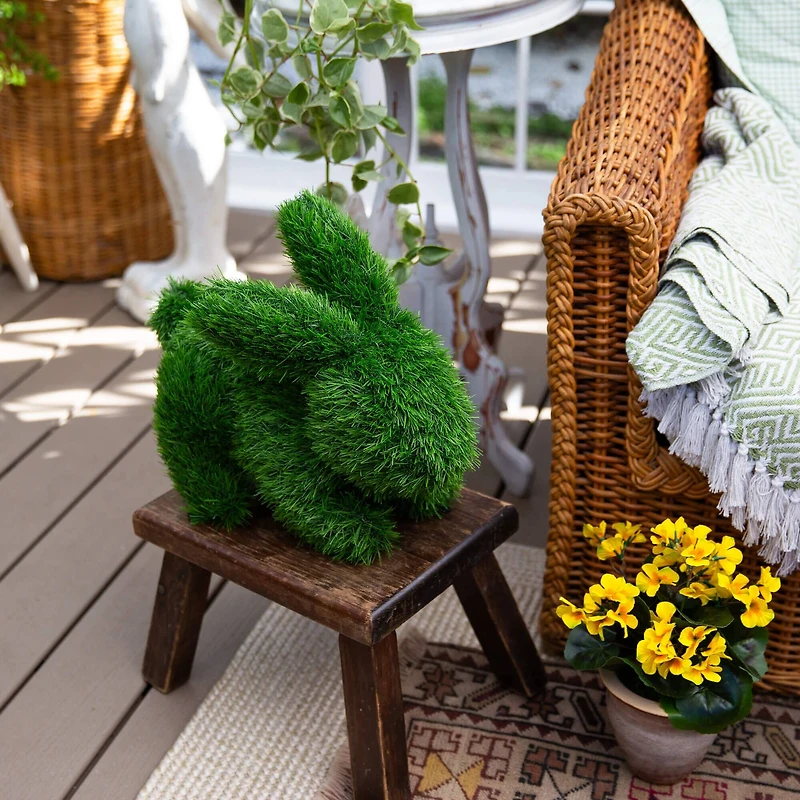 14in. UV Resistant Artificial Grass Garden Plush Topiary Bunny Rabbit (Indoor/Outdoor)
