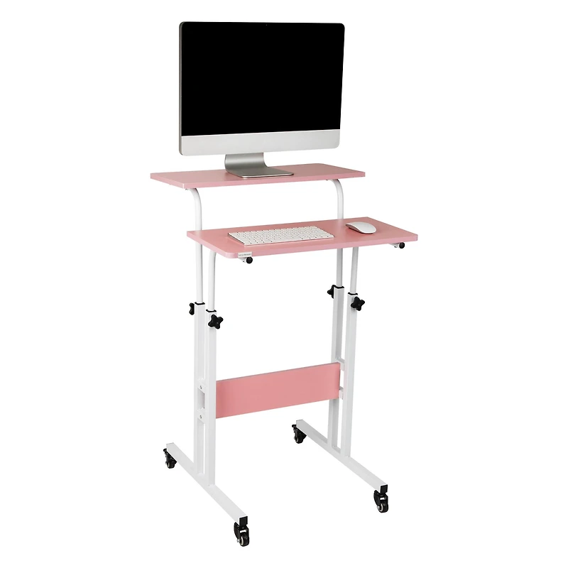 Mind Reader Portable Standing Adjustable Height Rolling Computer Desk