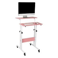 Mind Reader Portable Standing Adjustable Height Rolling Computer Desk
