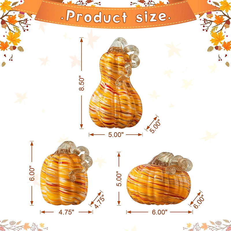 Glitzhome® Multi Stripes Glass Pumpkin & Gourd Set