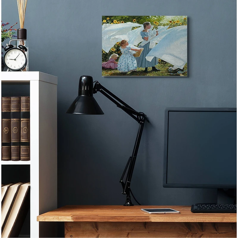 Stupell Industries Farm Children Doing Laundry Canvas Wall Art