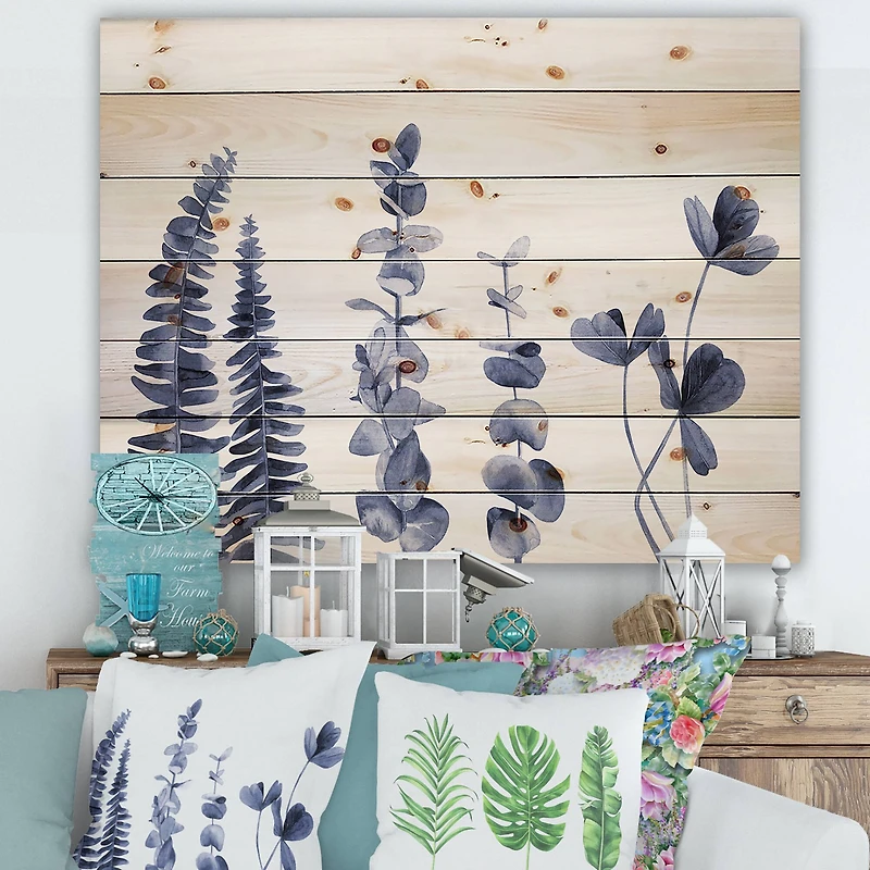 Designart - Navy Blue Eucalyptus I
