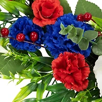 24" Carnation & Rose Artificial Americana Wreath