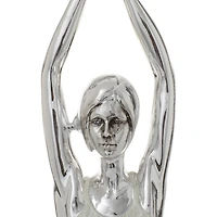 Set of 2 Silver Polystone Glam Yoga Sculpture, 7" x 16"