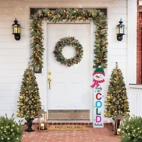 Glitzhome® 4.5ft. Wooden Snowman Porch Sign with Fabric Dangling Legs