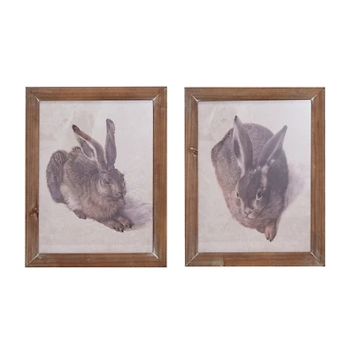 Hello Honey® 15" Wood Framed Rabbit Portrait Wall Art Set