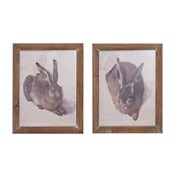 Hello Honey® 15" Wood Framed Rabbit Portrait Wall Art Set