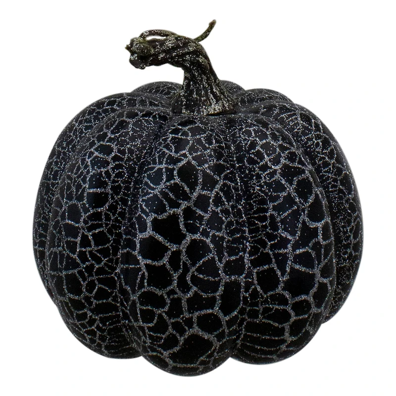 5" Black & Silver Fall Harvest Tabletop Pumpkin Set