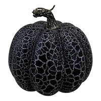 5" Black & Silver Fall Harvest Tabletop Pumpkin Set