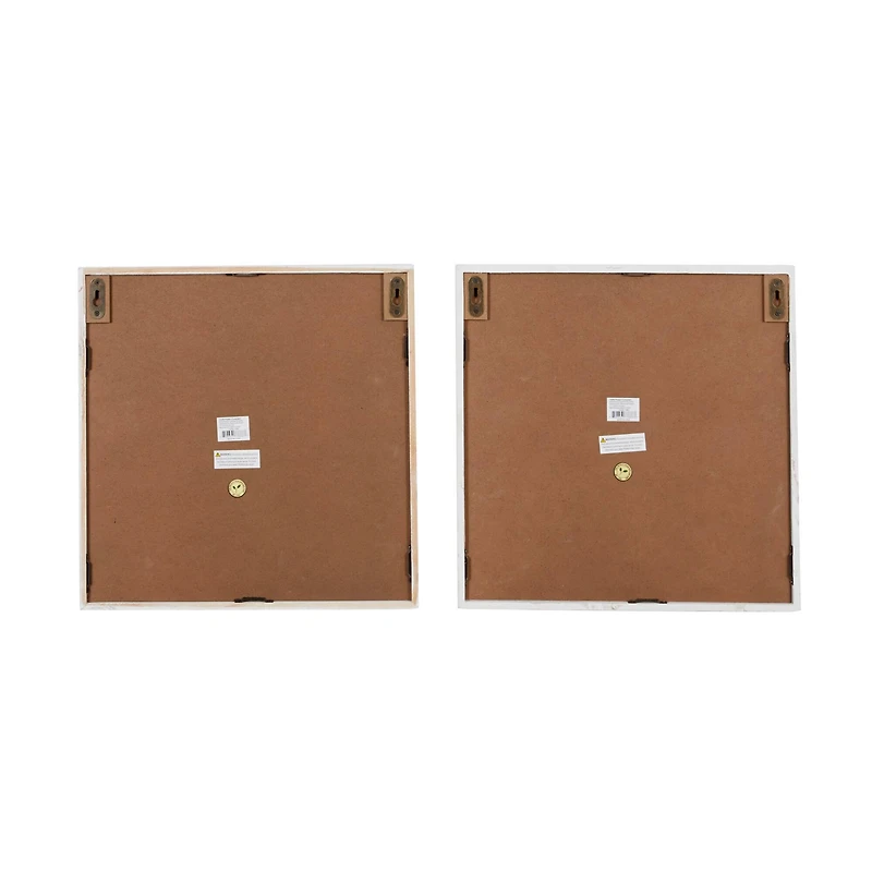 Set of 2 White Wood Farmhouse Sign Wall Decor, 15" x 15"