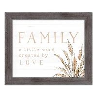 Family a Little Word Created by Love Western Framed Print