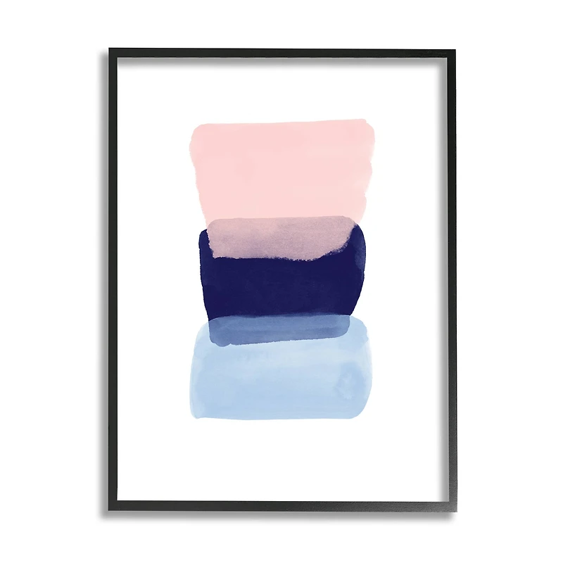 Stupell Industries Layered Squares Abstract Sides Blue Pink in Black Frame Wall Art
