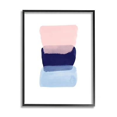 Stupell Industries Layered Squares Abstract Sides Blue Pink in Frame Wall Art