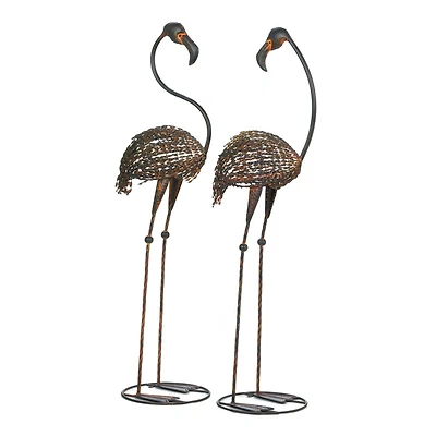 42" Wild Flamingo Garden Art Duo