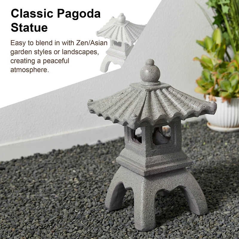 Glitzhome® 16" MGO Faux Concrete Pagoda Garden Statue