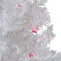 4ft. Pre-Lit White Iridescent Pine Artificial Christmas Tree, Pink Lights