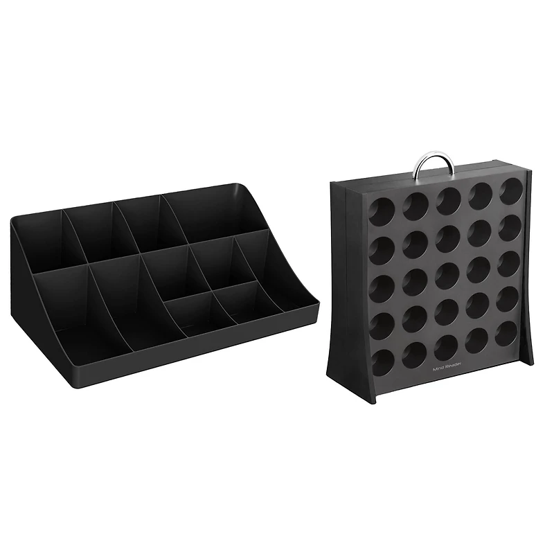 Mind Reader Black 11 Compartment Coffee Condiment Organizer & 50 Capacity Single Serve Coffee Pod Holder Storage Organizer