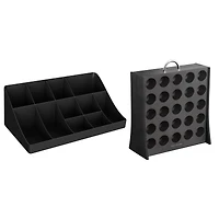 Mind Reader Black 11 Compartment Coffee Condiment Organizer & 50 Capacity Single Serve Coffee Pod Holder Storage Organizer