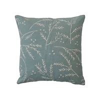 Hello Honey® Mint & White Square Cotton Slub Pillow with Floral Embroidery