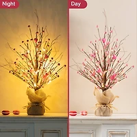 Glitzhome® 20" Lighted Valentine's Pink Berry Heart Table Tree