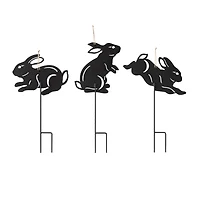 Glitzhome® 18" Black Metal Rabbit Silhouette Yard Stake Set