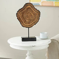 17" Brown Resin Tribal Abstract Carved Sculpture