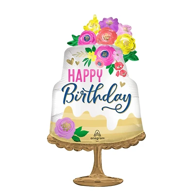 32" Artful Floral Birthday Foil Balloon