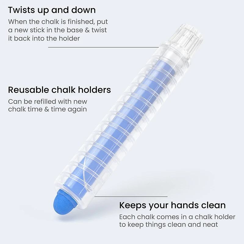 Arteza® Kids Slimmer Chalk with Chalk Holders, Set of 12 pcs