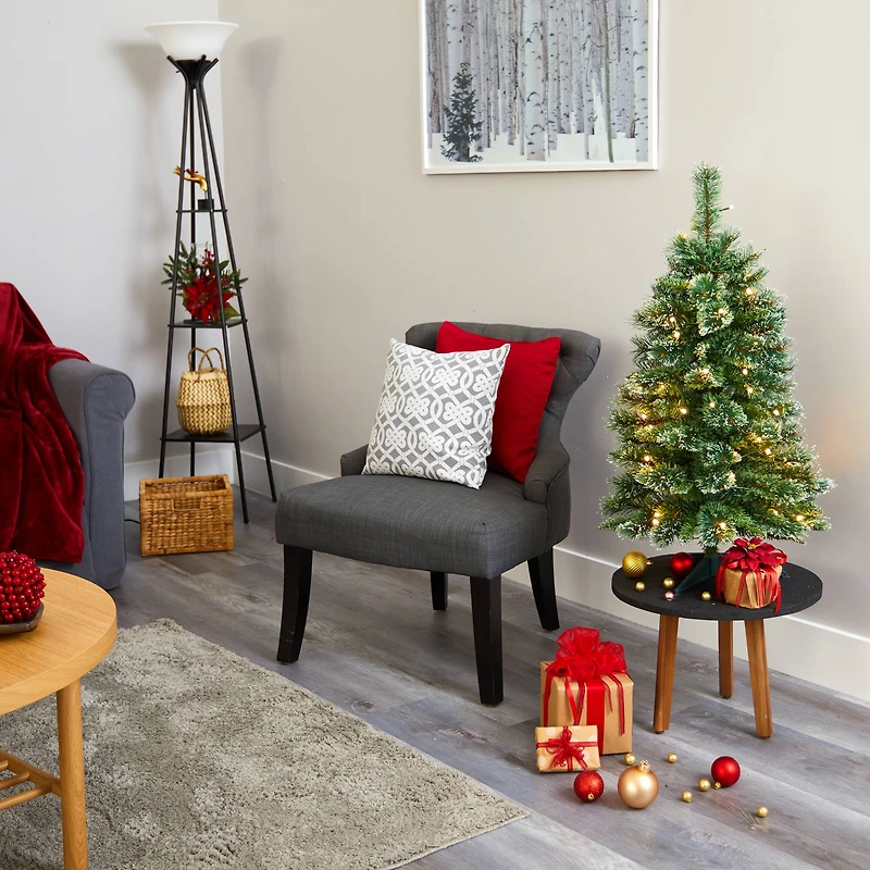 3ft. Pre-Lit Wisconsin Slim Snow Tip Pine Artificial Christmas Tree with Clear LED Lights